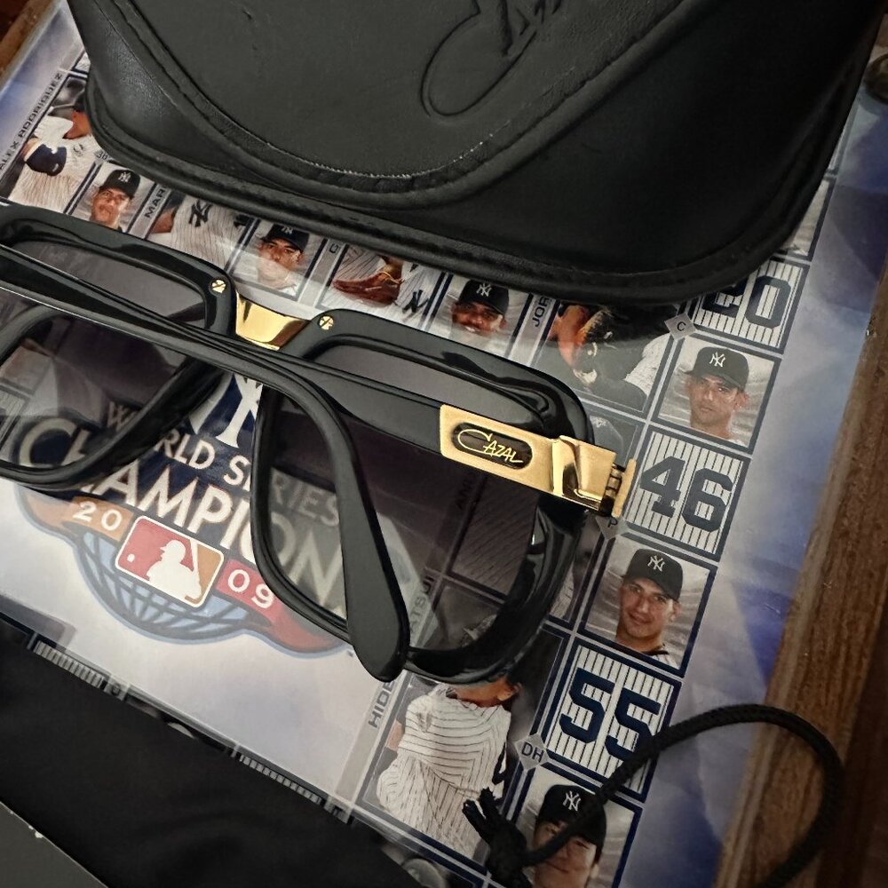 Authentic Cazal Sunglasses 616 Black Gold Grey Gardient Lenses - Picture 4 of 8